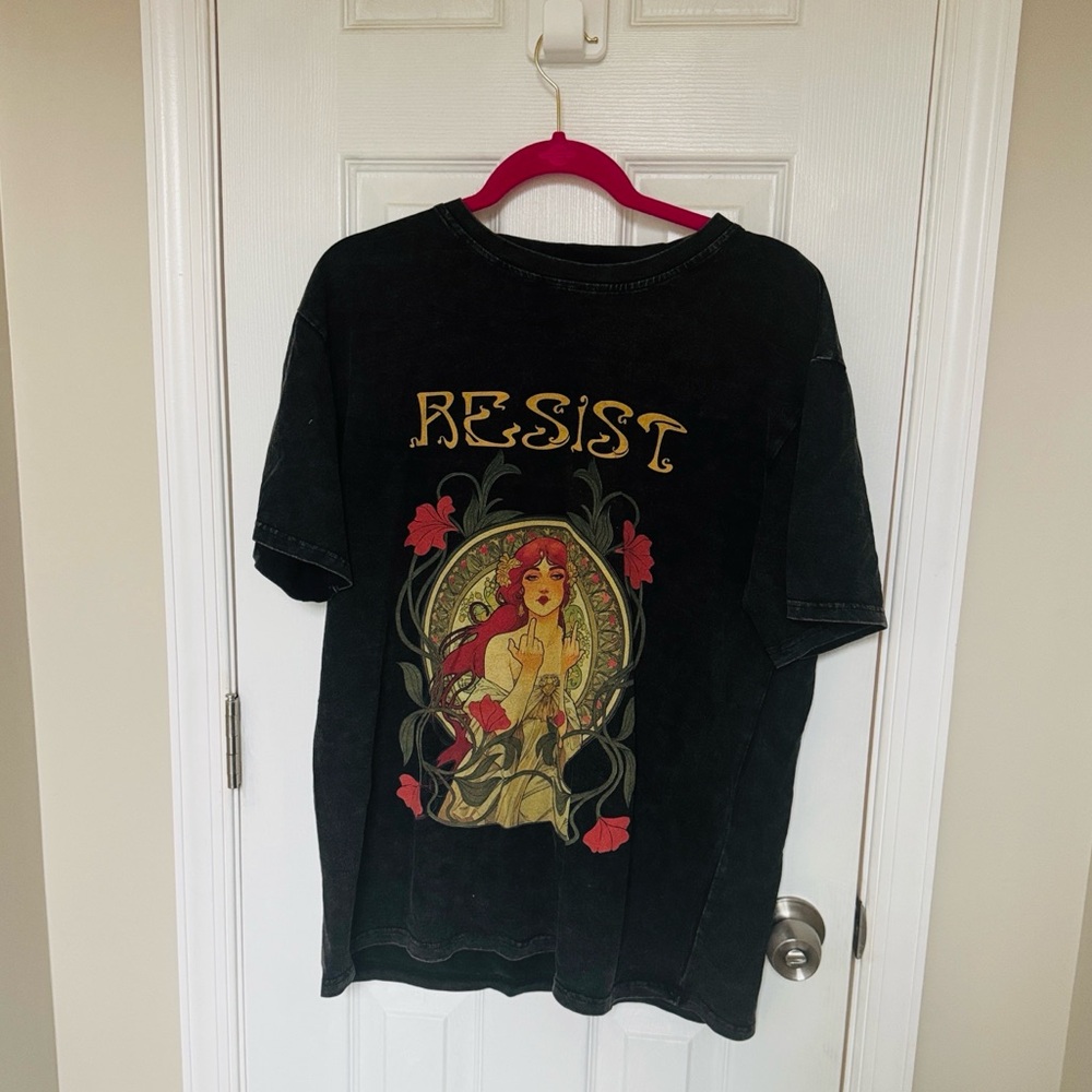 Comfort Colors Black Tee with Artistic Resist Graphic